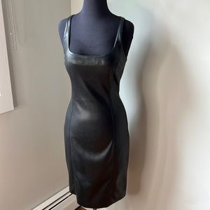 Susan Monaco Faux Leather Sheath Dress Sz Medium